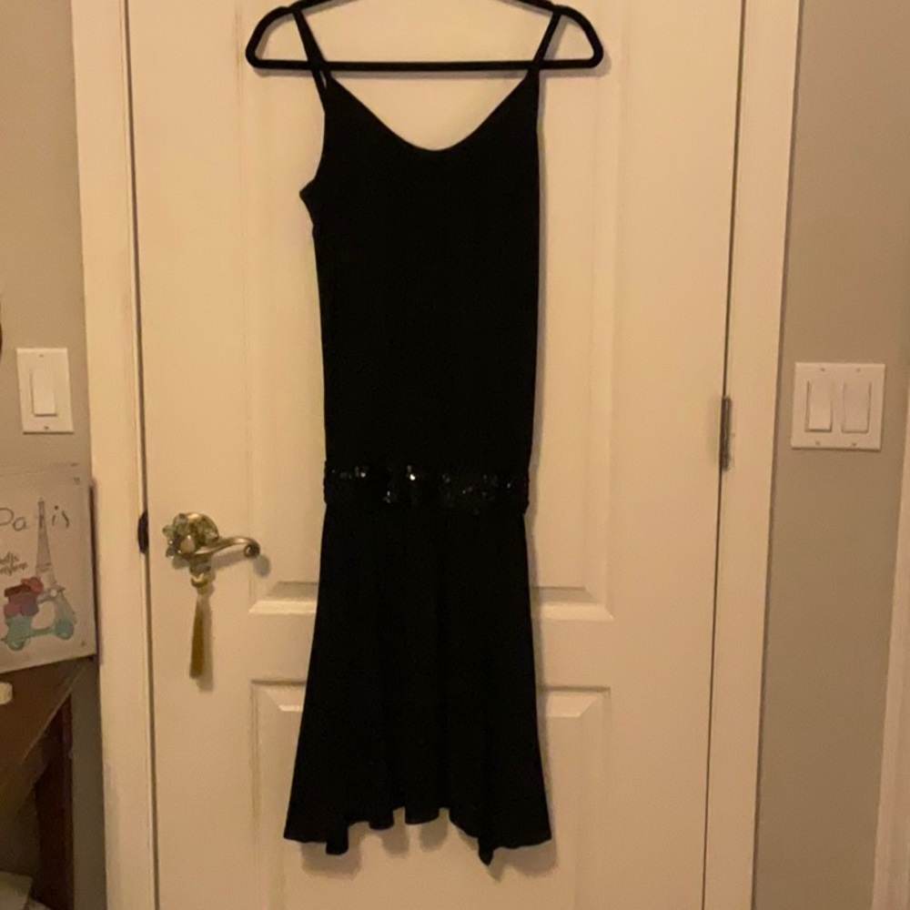 Eliza J Drop Waist Sequin Banded Dress